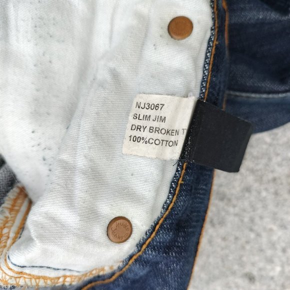 Nudie Mens Jeans Blue Denim Slim Jim Straight Leg Cotton Made in Italy Size 31 - Picture 11 of 14